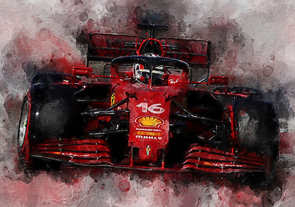 Sports Art - Motor Racing - Charles Leclerc Ferrari painting for sale F1racing3