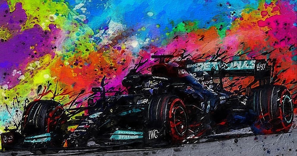 Sports Art - Motor Racing - Mercedes painting for sale F1racing6