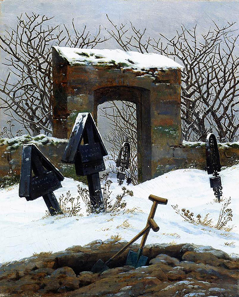 Caspar David Friedrich Graveyard under Snow (1826)  oil painting reproduction