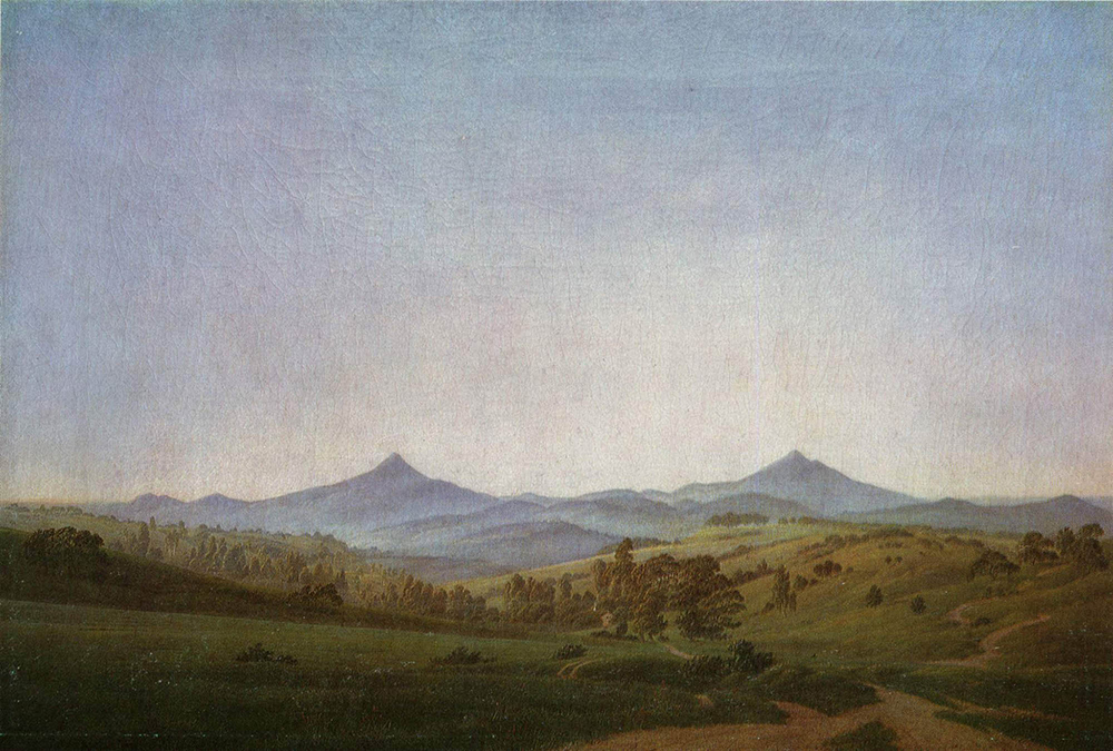 Caspar David Friedrich Bohemian Landscape with Mount Milleschauer (1808)  oil painting reproduction