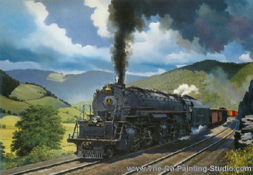 Transport Art - Railroad Art - Baltimore and Ohio painting for sale Fog2