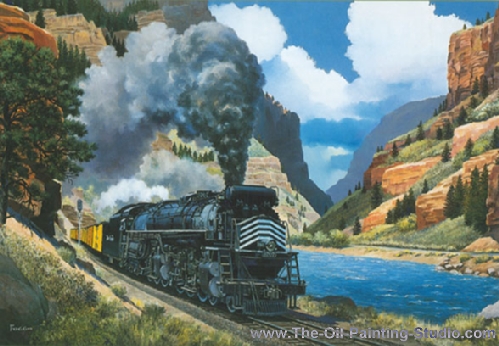 Transport Art - Railroad Art - Denver & Rio Grande Western painting for sale Fog3