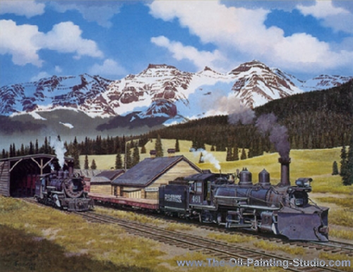Transport Art - Railroad Art - Rio Grande Southern painting for sale Fog4