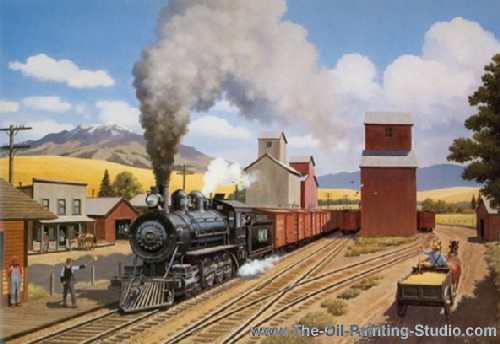 Transport Art - Railroad Art - Oregon Short Line painting for sale Fog8