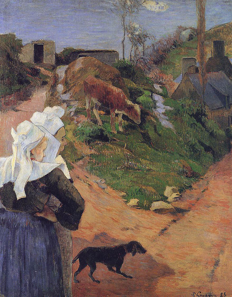 Paul Gauguin Breton Women at the Turn, 1888 oil painting reproduction