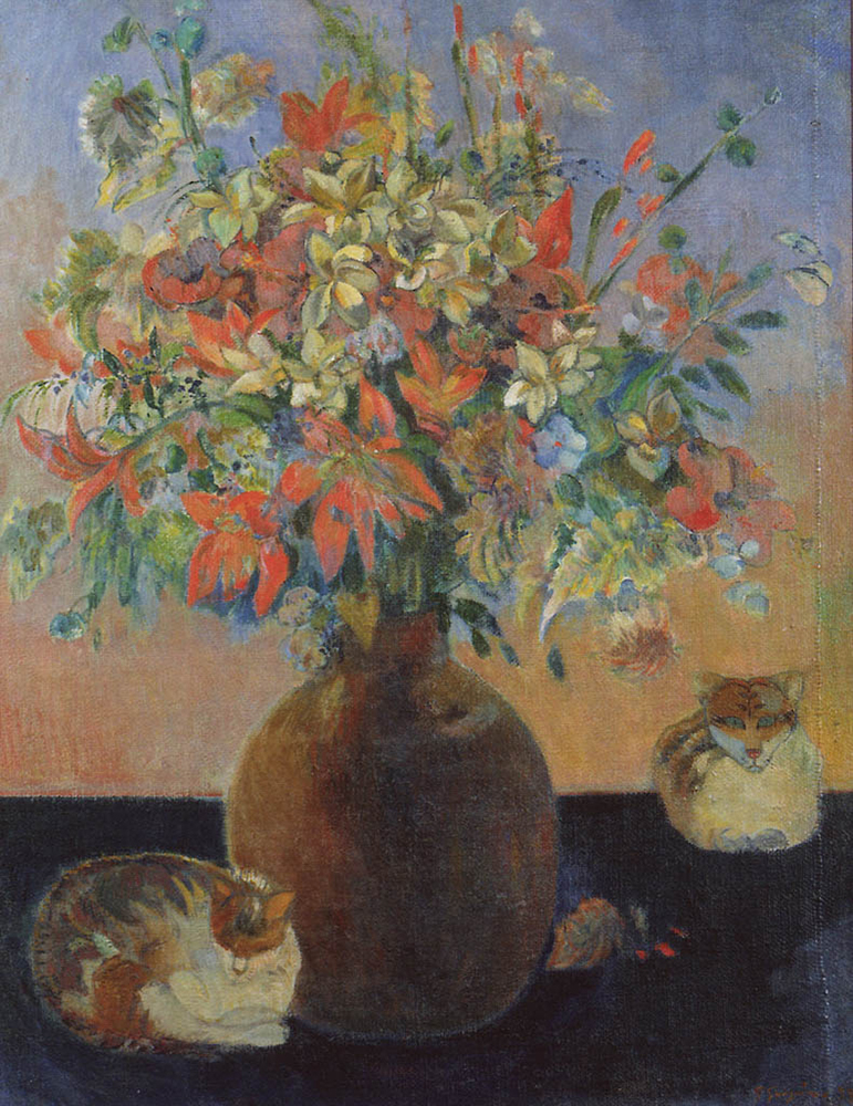 Paul Gauguin Flowers and Cats oil painting reproduction