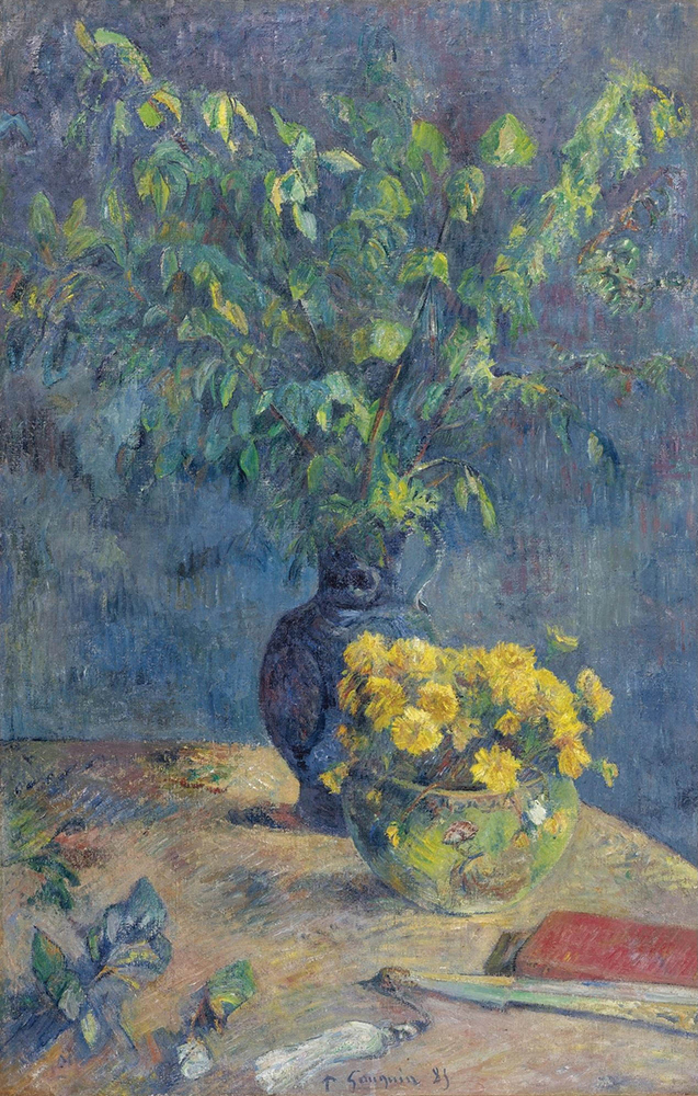 Paul Gauguin Two Vases of Flowers and Fan, 1885 oil painting reproduction