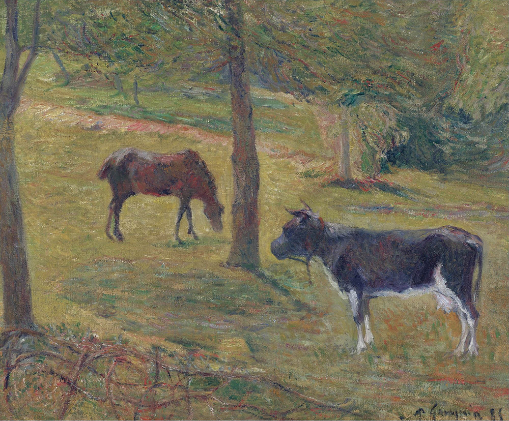 Paul Gauguin Cow and Horse on a Plain, 1885 oil painting reproduction