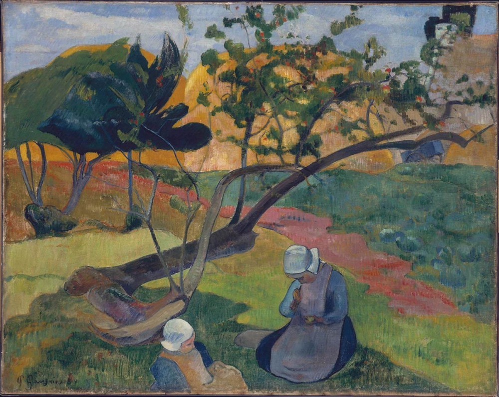 Paul Gauguin Landscape with Two Breton Women, 1889 oil painting reproduction