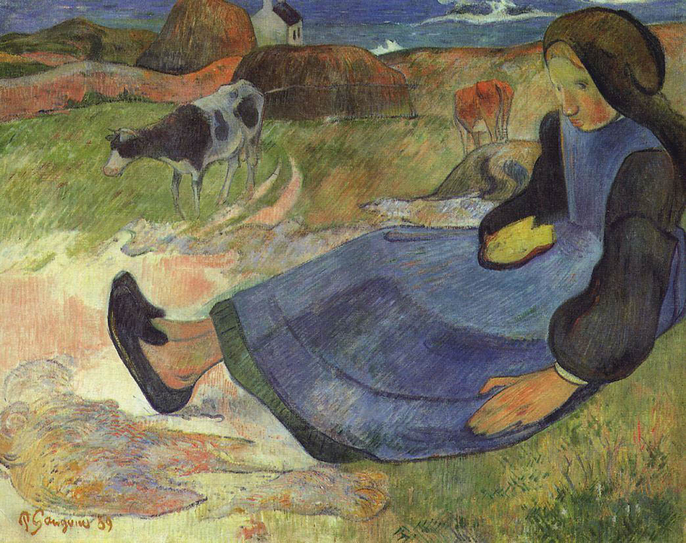 Paul Gauguin Seated Breton Girl, 1889 oil painting reproduction