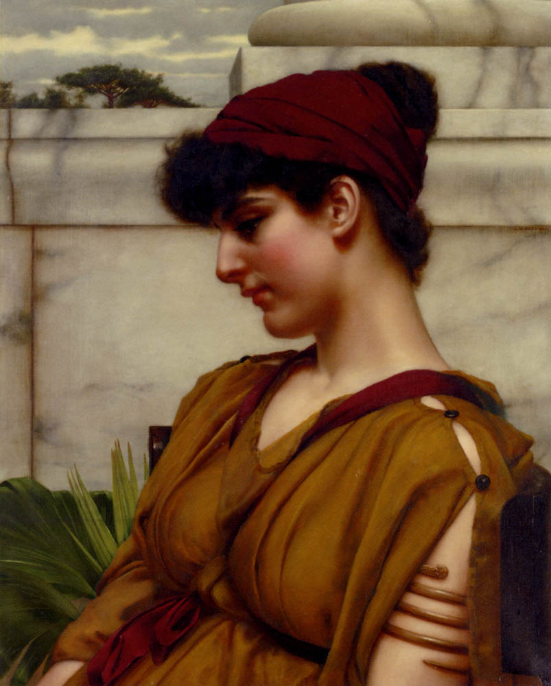 John William Godward A Classical Beauty in Profile oil painting reproduction