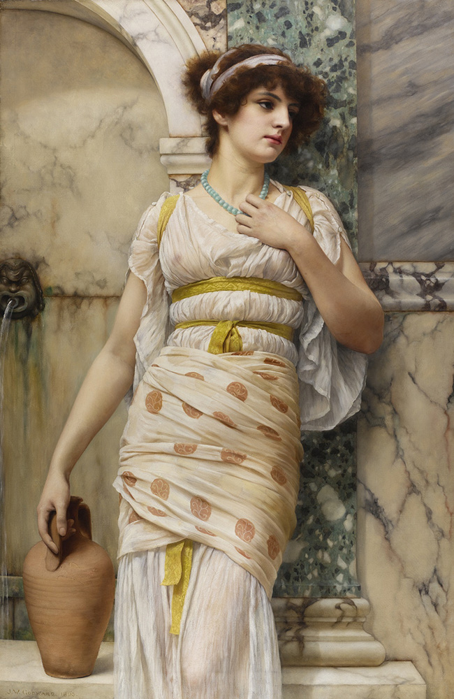 John William Godward At the fountain oil painting reproduction