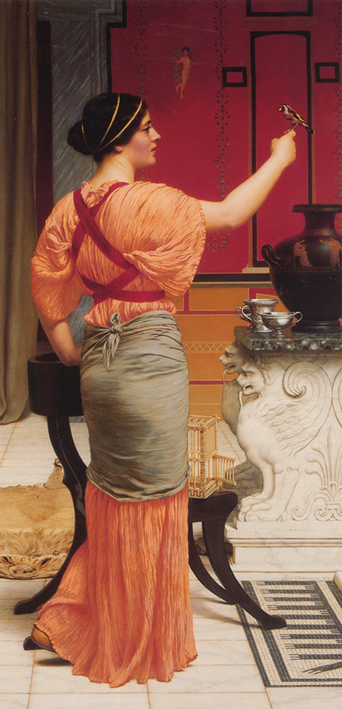 John William Godward Lesbia with her Sparrow oil painting reproduction