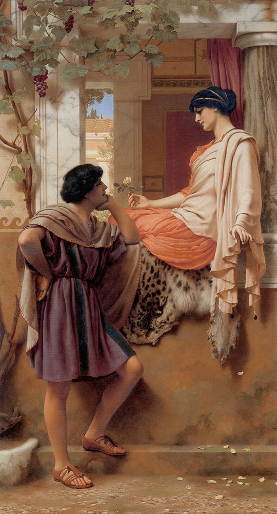 John William Godward The Old, Old Story oil painting reproduction