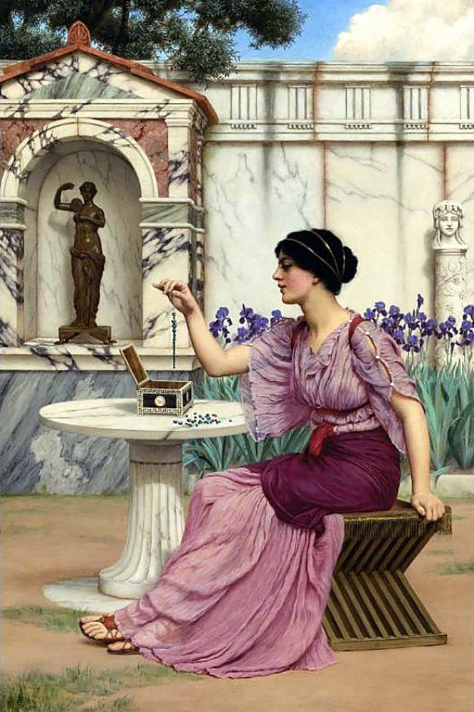 John William Godward Threading Beads oil painting reproduction