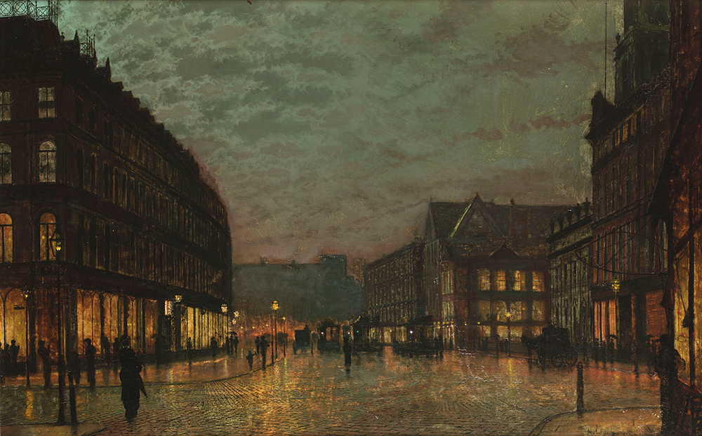 John Atkinson Grimshaw Boar Lane by Lamplight, Leeds, 1881 oil painting reproduction