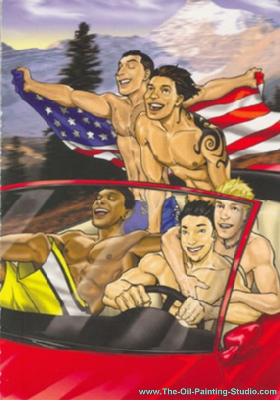 Gay Art - Joy Ride painting for sale Gay10
