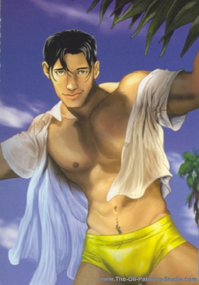 Gay Art - Tropical Boy painting for sale Gay8