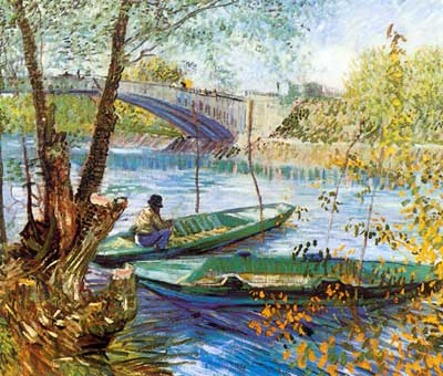 Vincent Van Gogh Fishing in the Spring (Thick Impasto Paint) oil painting reproduction