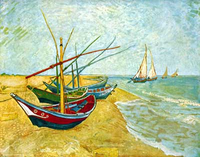 Vincent Van Gogh Fishing Boats on the Beach at Saintes-Maries oil painting reproduction
