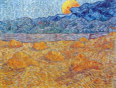 Vincent Van Gogh Evening Landscape with Rising Moon oil painting reproduction
