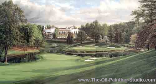 Sports Art - Golf Art - 17th Hole painting for sale Golf11