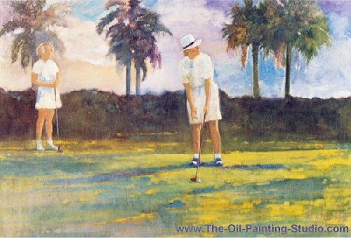 Sports Art - Golf Art - Ladies Day painting for sale Golf2