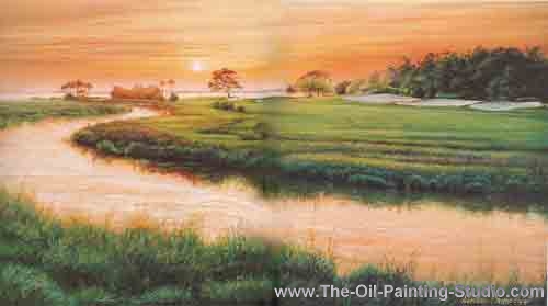 Sports Art - Golf Art - 4th Hole painting for sale Golf20