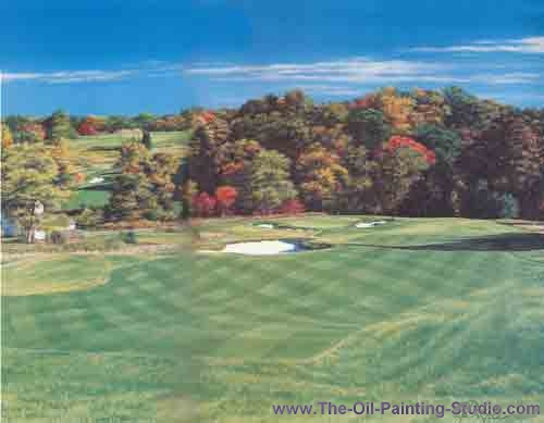 Sports Art - Golf Art - Hartefield 17th Hole painting for sale Golf22