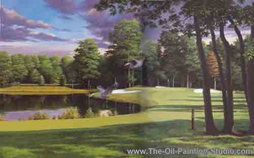 Sports Art - Golf Art - 15th Hole painting for sale Golf23