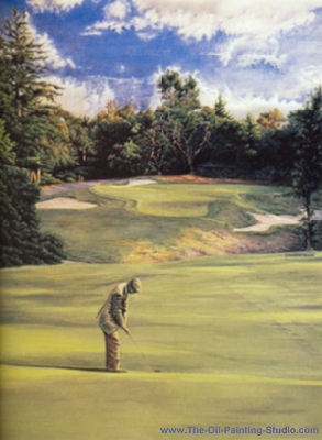 Sports Art - Golf Art - 16th Hole painting for sale Golf3