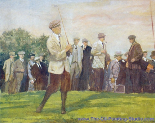Sports Art - Golf Art - Francis Oumet painting for sale Golf4
