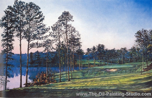 Sports Art - Golf Art - 5th Hole painting for sale Golf8