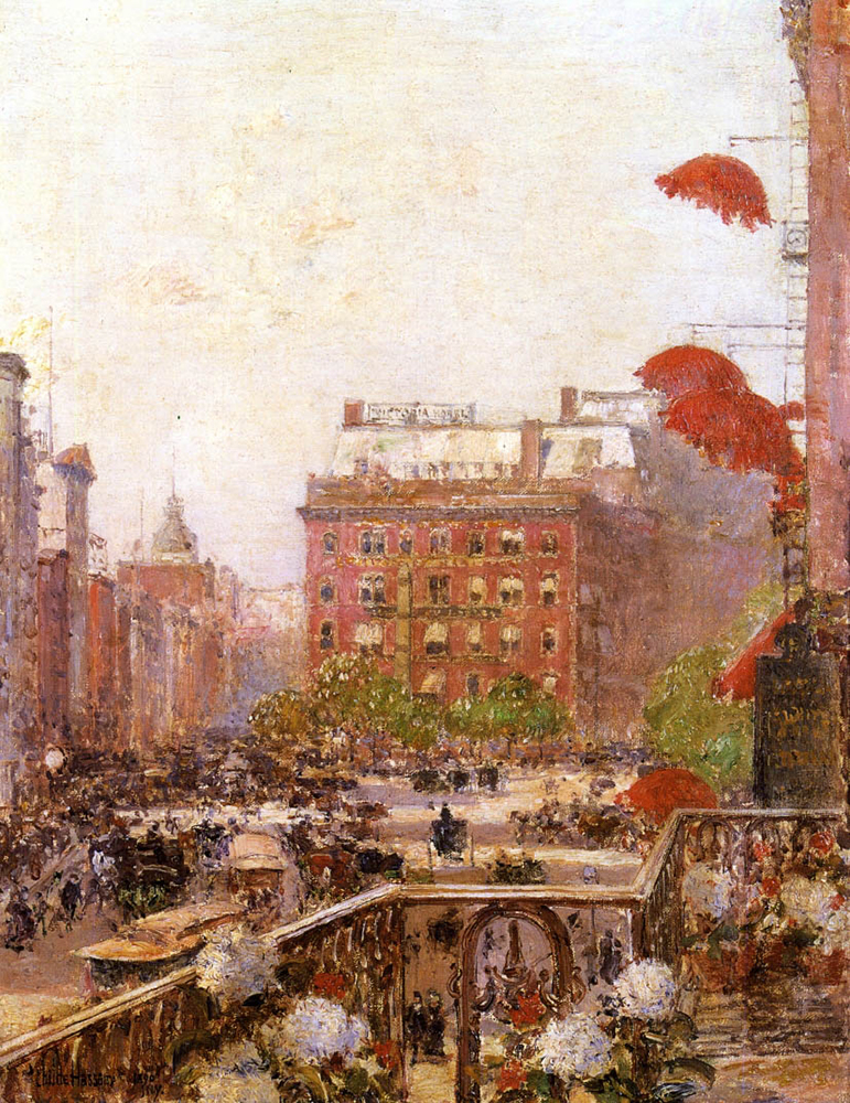 Frederick Childe Hassam View of Broadway and Fifth Avenue, 1890 oil painting reproduction