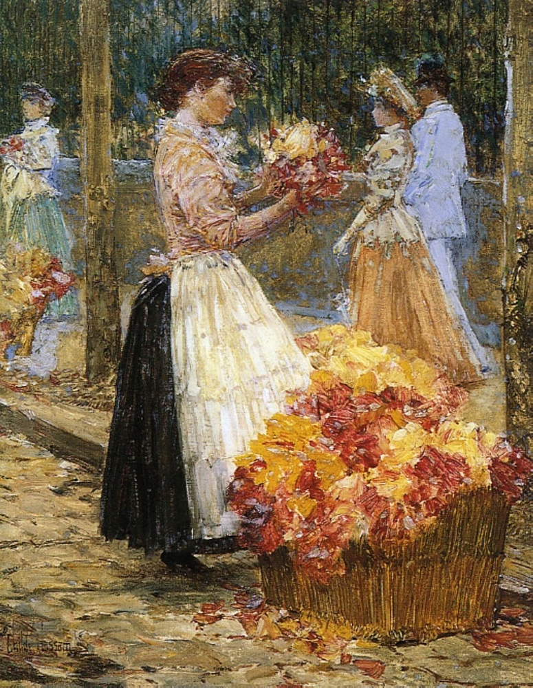 Frederick Childe Hassam Woman Sellillng Flowers, 1888-89 oil painting reproduction