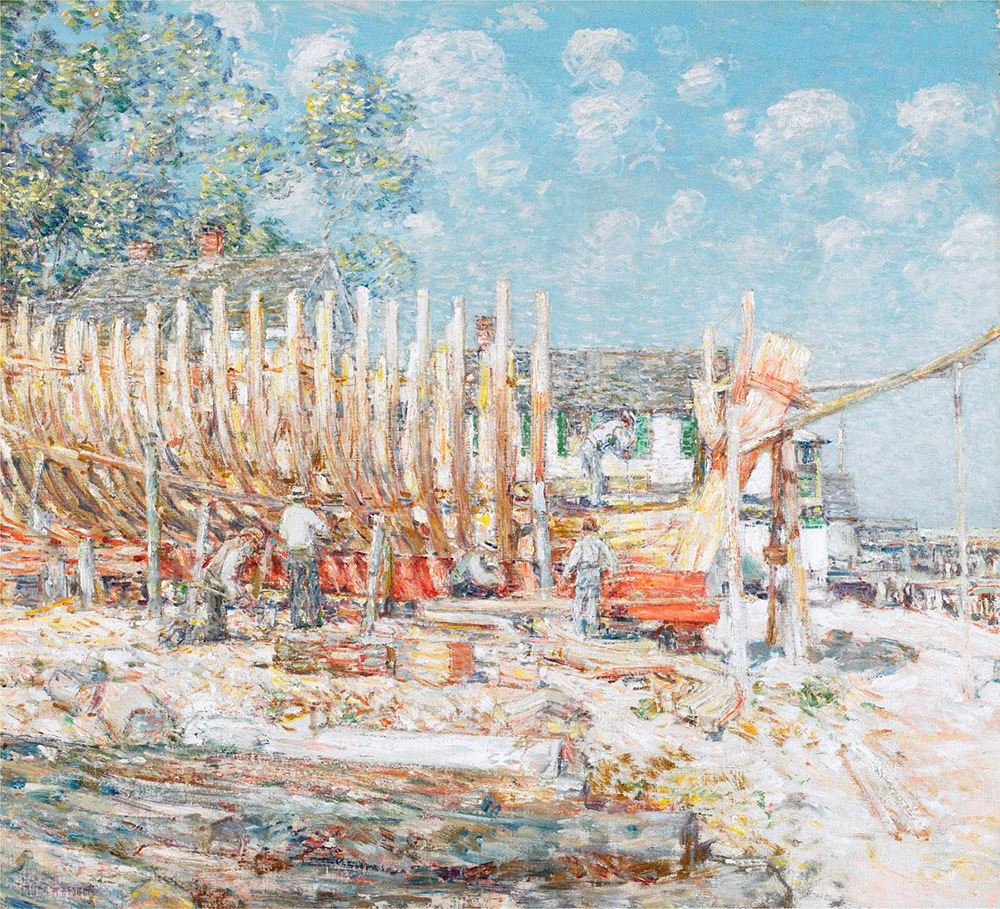 Frederick Childe Hassam Building the Schooner, Provincetown, 1800 oil painting reproduction
