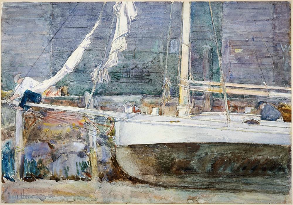 Frederick Childe Hassam Drydock, Gloucester, 1890s oil painting reproduction