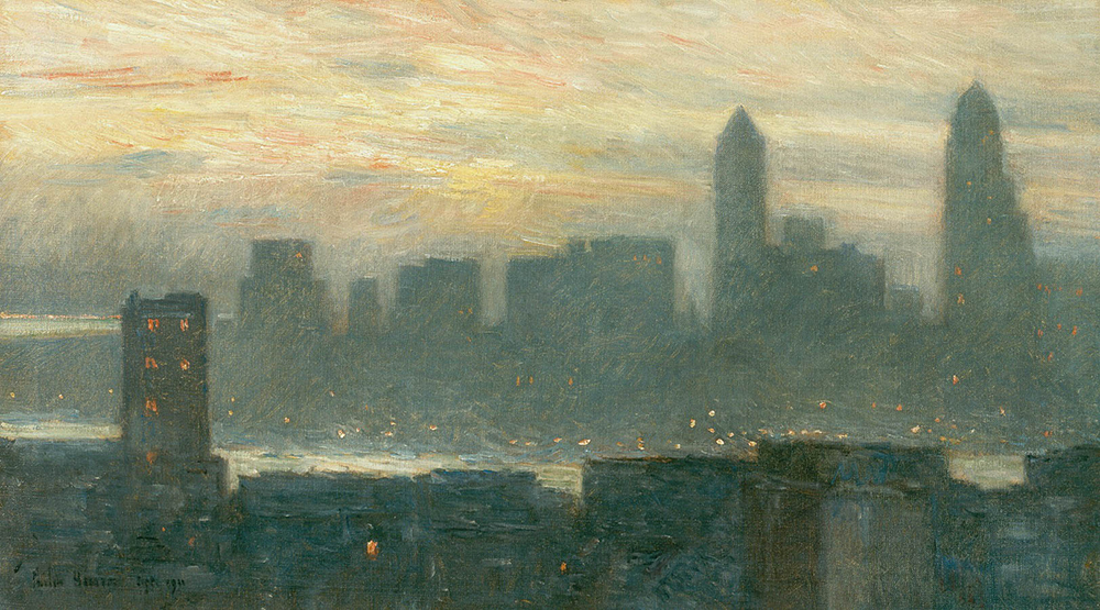 Frederick Childe Hassam Manhattan's Misty Sunset, 1911 oil painting reproduction
