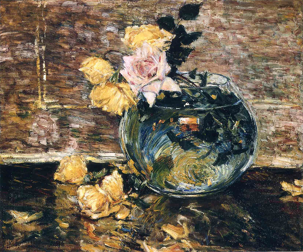 Frederick Childe Hassam Roses in a Vase, 1890 oil painting reproduction