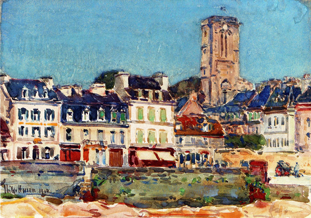 Frederick Childe Hassam The Quai, Lannion, 1910 oil painting reproduction