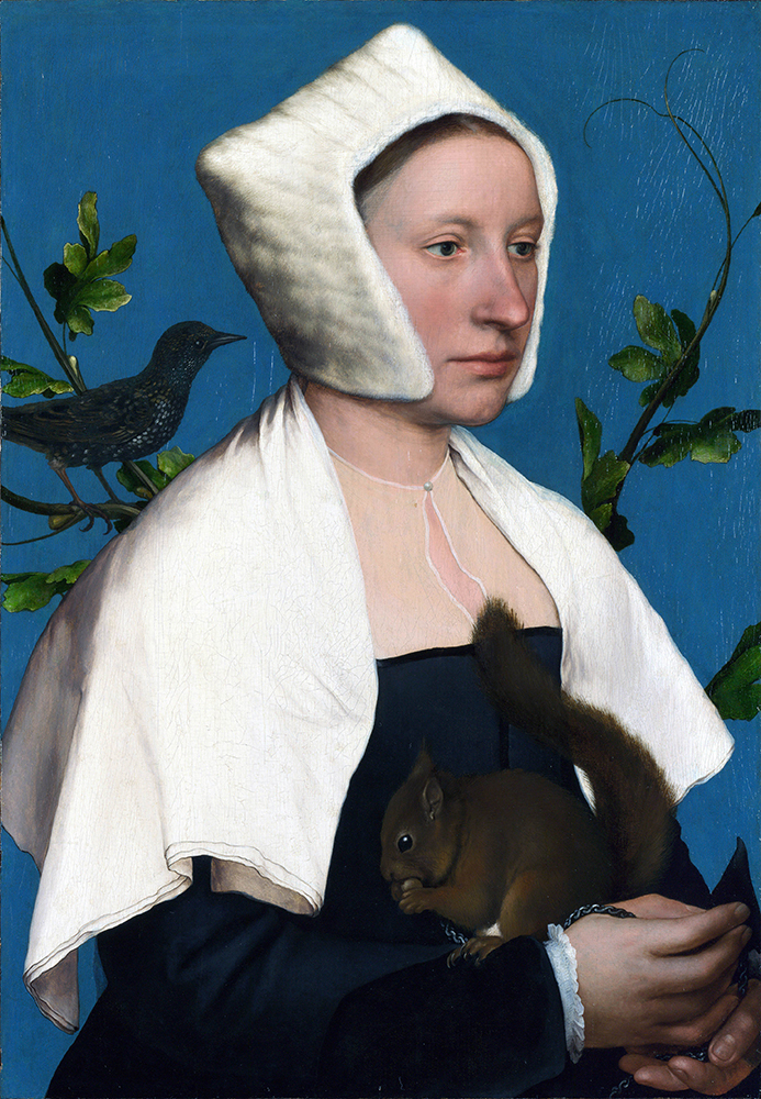Hans Holbein the Younger Portrait of a Lady with a Squirrel and a Starling, probably Anne Lovell. 1526-28 oil painting reproduction