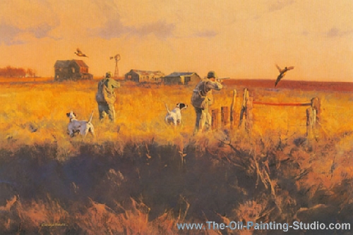 Sports Art - Hunting+ Shooting and Fishing - Last Half Hour painting for sale Hard3