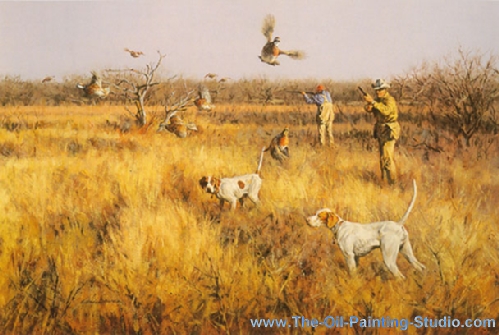 Sports Art - Hunting+ Shooting and Fishing - Pasture Explosion painting for sale Hard7