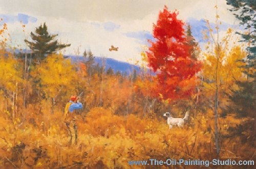 Sports Art - Hunting+ Shooting and Fishing - Autumn Grouse painting for sale Hard9