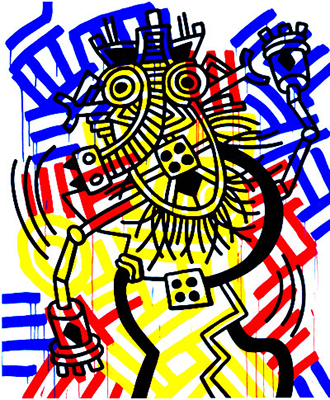 Keith Haring Red, Yellow, and Blue oil painting reproduction