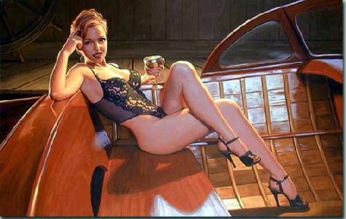 Erotic Art - Pinup - Midlight Lace painting for sale Hild18