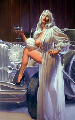 Erotic Art - Pinup - Taste of Champagne painting for sale Hild2