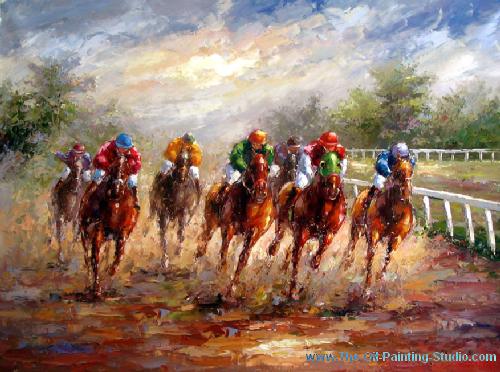 Sports Art - Horse Racing - At Full Gallop painting for sale Hora3