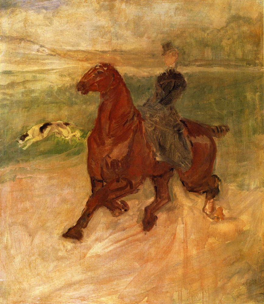Henri Toulouse-Lautrec Woman Rider and Dog - 1899 oil painting reproduction