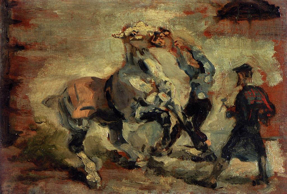 Henri Toulouse-Lautrec Horse Fighting His Groom - 1881 oil painting reproduction